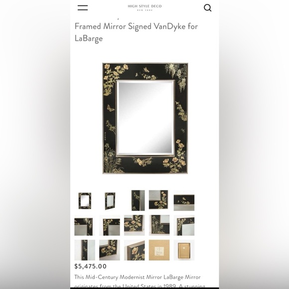 1990 LaBarge Chinoiserie Framed Mirror (Anthropologie) - Picture 3 of 5